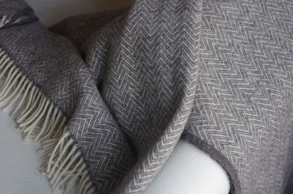Chevron pattern Shetland wool blanket